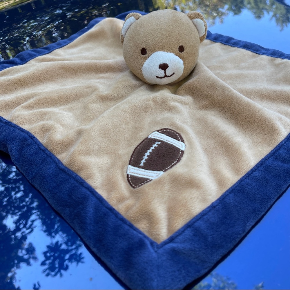 Tiddliwinks Football Bear Plush Baby Security Blanket Lovey Brown Blue Sports